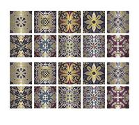 20PCS Metallic Kitchen Bathroom Tile Stickers, for 4x4inch/10x10cm, Peel and Stick Self-Adhesive Stick on Tile Transfer Backsplash, Silver Retro