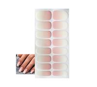 20PCS Milky White Gel Nail Stickers, French Tip Nails Strips, Light Pink Semi Cured No UV/LED Need, DIY Art Design Nail Wraps Decoration Accessories at Home