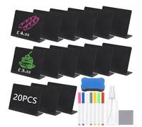 20Pcs Mini Chalk Boards Set, Food Labels for Buffet Small Chalkboard Signs with Colored Pens & Eraser Display Boards for Food Labels Price Tags Table Numbers Weddings Party Shop