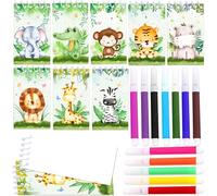 20pcs mini coloring books bulk jungle safari animal theme with markers small activity booklets elephant lion zebra giraffe party gifts birthday supplies