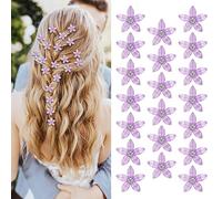 20Pcs Mini Flower Hair Clip for Women Rhinestone Flower Hair Clips for Teens Small Hair Clips Bridal Hair Barrettes Wedding Hair Accessories Teens Hair Gems Decorative Hair Pins