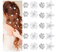 20pcs Mini Hair Clips Small Flower Hair Clips Mini Rhinestone Hairs Pins Small Pearl Claw Clip Cute Decorative Wedding & Bridal Barrettes Crystal-Adorned and Sparkling Metal Side Clip for Girls,Women