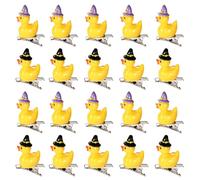 20pcs Mini Miniature Tiny Resin Duck Hair Clips, Cute Yellow Small Little Duck Hairpin with Wizard Hat Rave Hair Clips for Girls Women Music Festival Summer Rave Halloween Party School Party Decor