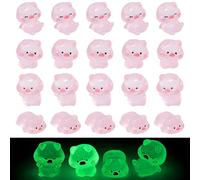 20Pcs Mini Pig Ornament Glow in The Dark, Lucky Resin Animals, Decorative Animal Figurines, Tiny Resin Pigs for Fairy Garden, Home Desk Decor, DIY Miniature Crafts & Party Favors