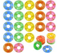 20Pcs Mini Pool Floats, Fun Cartoon Duck Kids Bath Toys, 3.5 Inch PVC Beach Toys, Swim Rings for Kids, Adults, Doll, Cake Top Bath Mini Floaties Pool