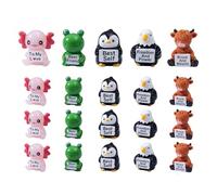 20Pcs Mini Resin Animals, Tiny Animal Figures with Axolotl, Frog, Penguin, Eagle & Highland Cow, Cute Animal Ornament with Heartwarming Signs, Adorable Home Decor for Fairy Garden Dollhouse & Aquarium