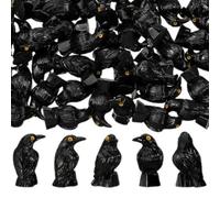 20pcs Mini Resin Crows Figures,Black Halloween Ravens Figurines Tiny Little Black Crows For Micro Landscape Spooky Scene Decoration And Halloween Table Decorations,Summer Decor