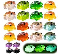 20Pcs Mini Resin Toads, Luminous Tiny Frogs Figurines, Glow in The Dark Mini Resin Animals, Miniature Frog Ornaments for Dollhouse, Fairy Gardens, Aquariums, Miniature Landscape Home Decoration