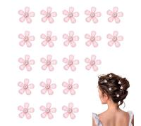 20pcs Mini Rhinestone Flower Hair Pins Cute Hairpins Flower Hair Pins Exquisite Small Hair Accessories Suitable for Photography Daily Party Wedding (Pink)