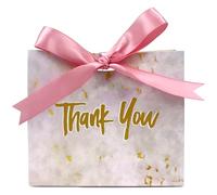20PCS Mini Thank You Gift Bags, Marble Goodie Party Favor Bags Treat Boxes with Ribbon for Wedding Bridal Baby Shower Birthday Party Presents 4.5"x1.8"x3.9"(Pale Pink)