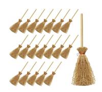 20PCS Mini Witch Brooms Halloween Decorations Small Straw Broomsticks with Red Ribbon for Costume Accessories Party Favors DIY Crafts