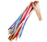 20Pcs Mix Color Ribbon Dancer Wands Sticks with Bells Fairy Stick Wedding Streamers Wish Wands for Wedding Party
