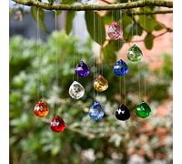 20PCS Multi-Color Faceted Glass Crystal Balls, Prefdo Hanging Crystals Prisms Rainbow Pendants Maker for Chandelier Parts Lighting Balls Sun catcher Wedding Christmas Tree Decoration