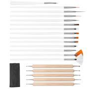 20pcs Nail Art Brush Tool Kit with Long Handle Metal and Wood