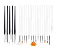 20pcs Nail Art Pen Kit with Silicone, Nylon Brush and Plastic