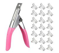 20PCS Nail Tips Clip Quick Building Extension Clips False Tip U Shaped Clipper Manicure Trimmer DIY French Nails Tool Stainless Steel Plastic for Beginners Experts Home Use
