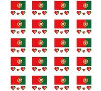 20PCS National Flag Face Tattoo Stickers - Waterproof Semi-Permanent Face Decals for Teams Supporters Families Teamsootball Fans (Portugal)