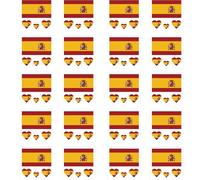 20PCS National Flag Face Tattoo Stickers - Waterproof Semi-Permanent Face Decals for Teams Supporters Families Teamsootball Fans (Spain)