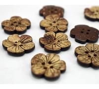 20pcs Natural Coconut Shell Sewing Buttons 12mm, 2 Holes Crochet Small Button for Knitting Clothes Shirt Sweater, DIY Crafting Decoration Button Painting Dolls Cardmaking Kid Art Craft (12mmFlower)