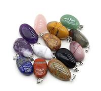 20pcs Natural Crystals Stone Pendant Amethyst Rose Quartz Smooth Polished Gemstone Charms for Jewelry Making DIY Necklace Earrings, Stone, goldstone