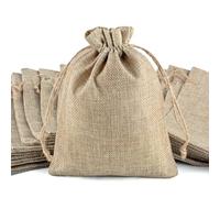 20pcs Natural Hessian Bags 25x35cm - Reusable Small Gift Pouches With Cotton Drawstring - Jewellery Jute Bags for Festival, Party, Wedding, Christmas