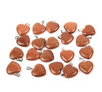 20pcs Natural Stone Pendant Heart Shape Healing Gold Sandstone Charms for Jewelry Making