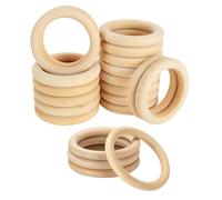 20Pcs Natural Wooden Rings for Crafts, Unfinished Wood Rings for Macrame Pendant Connectors，DIY Making, Craft Rings, Wood Teething Ring (1.77inch/4.5cm)