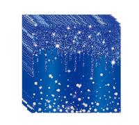 20Pcs Navy Blue Napkins Serviettes Shiny Glitter Diamond Napkin,Christmas Party Paper Napkins,Sequin Printed Tissue Dinner Napkins for Kids Adults Birthday,Wedding Xmas Blue Party Table Decorations