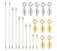 20pcs Necklace Extender & Magnetic Clasp Set, Gold and Silver Chain Extenders with Magnetic Necklace Clasp for Bracelet Jewelry Making
