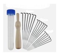 20Pcs Needle Felting Kit, L-Shaped Bent Felting Needles Set 3 Sizes Coarse Medium Fine with Wooden Handle & Graduated Storage Bottle, Wool Felting Tool Supplies for DIY Craft Handmade Felt