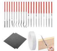 20PCS Needle Files for Metal Jewellery, Diamond Needle File Set, Mini Modelling Diamond Files with 2 Wipes and Marking Tape, Miniature and Model Files for Fine Grinding