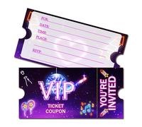 20PCS Neon Rainbow VIP Party Invitations Kids, Double-Sided Birthday Party Invitations, Colorful VIP Invitation Cards for Kids Birthday Game Nights Disco Festival Rave Parties, 3.5 x 7.1 in