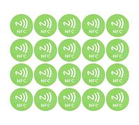 20Pcs NFC Stickers 125KHz, Anti Interference ID NFC Sticker Set, Round Phone NFC Stickers for Access Control, Home Assistant, Business Card, Door Lock, 40mm Diameter with 0-5cm R (Green)