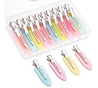 20pcs No Bend Hair Clips, No Crease Curl Pin Clips Creaseless Hair Clips with Storage Box for Girls Women Make Up Hair Styling (Blue, Pink, Purple, Yellow Translucent)