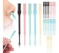 20pcs Nose Hair Knife, 2-in-1 Nasal Hair Cutter Removal Manual Nostril Trimmer Plucker Remover Nose Hair Clippers Rotary Nose Hair Scissors Tool for Men Women(Black, Blue, Pink, Green, Off-White)
