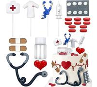 20Pcs Nurses Day Cake Toppers, Nurse Cake Topper Supplies, Nurse Graduation Cake Toppers, Cupcake Toppers, Cake Decorations Party Supplies