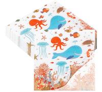 20pcs Ocean Paper Serviettes Napkins,Ocean Animal Luncheon Napkins Tea Party Napkins Decorations,Disposable Party Serviettes Tissue Table Decorative for Picnics,Tea Parties,Birthday,Wedding Decor