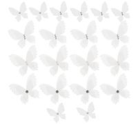 20pcs Organza Butterflies White Rhinestones Butterfly Appliques Pearls Two Layers Butterfly DIY Wall Decor 3D Ornament for Craft Wedding Ornament