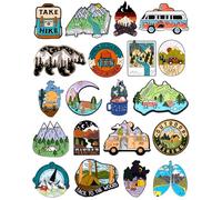 20pcs Outdoor Camping Enamel Pins Bulk Nature Adventure Lapel Pins for Backpacks Jackets Hats Camping Travel Hiking Enamel Pins for Coworkers Friends Christmas Birthday Gifts Camping Party Favors