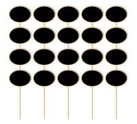 20pcs Oval Wooden Mini Blackboard Toppers Garden Marker Signs