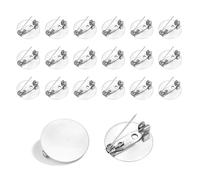 20pcs/Pack 15/20/25/30mm Flat Brooch Base Round Blank Tray Cameo Charms for Jewelry Making DIY Findings(Dia 20mm)