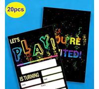 20Pcs / Pack Eye Catching Birthday Invites Neons Designs Invitation Cards for Memorable Parties Dynamic Celebration Cards
