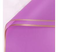20PCS/PACK Golden Border Rose Flower Paper, Gift Wrap Florist Half Transparen Bouquet Wrapping Material(Creamy White)