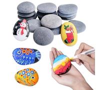 20Pcs Painting Rocks Premium Natural River Rocks for Painting 5-8cm Smooth Flat Pebbles Painting Stones for Kindness Rocks, DIY Arts & Crafts, School Projects, Mindfulness & Home Decor