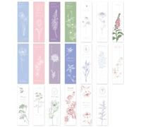20Pcs Paper Bookmarks,Nature Plants Themed Letterpress Printing Boxed Book Marks,Bookmark for Women Reader Students Classmates (A)