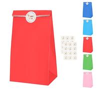 20PCS Paper Gift Bags - Red, Small Candy Bags with 24PCS Stickers for Birthday, Baby Shower, Wedding, Hen Party - 130 x 80 x 240mm