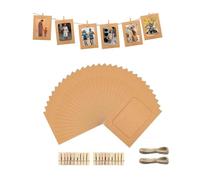 20Pcs Paper Photo Frames Set - 10x15 CM DIY Hanging Picture Frames with Wooden Clips & String, Creative Wall Decor for Home, Dorm, Office, Nursery, Gallery - Scrapbook, Polaroid