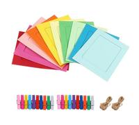 20Pcs Paper Photo Frames Set - 10x15 CM DIY Hanging Picture Frames with Wooden Clips & String, Creative Wall Decor for Home, Dorm, Office, Nursery, Gallery - Scrapbook, Polaroid,（Multicolored）