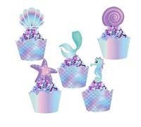 20pcs Party Cake Toppers Cupcake Wrappers For Birthday Baby Shower Under The Sea Wedding Cake Decoration Cake Toppers