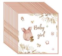 20Pcs Party Napkins for Baby Girl,Pink Paper Napkins,6.5inch Serviettes for Baby,Table Decorations for Baby Shower Birthday Party Supplies